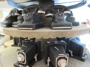 Candles that looked like antique cameras and phones!